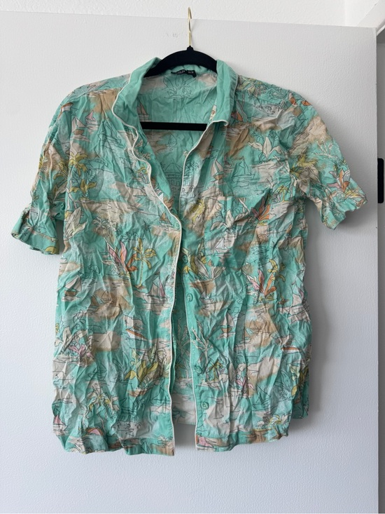 Cotton On Tops - Cotton On Mint Tropical Button-Up Shirt | XS | Lightweight Vacation Tops